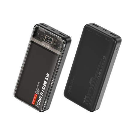 WEKOME WP-351 Vanguard Series - Power bank 20000 mAh PD 20W + QC 22.5W (Czarny / Przezroczysty)