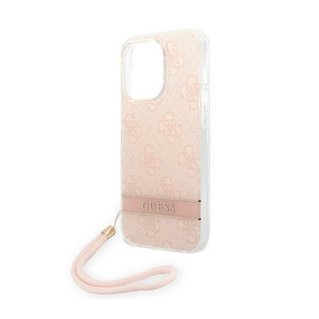 Guess 4G Print Cord - Etui ze smyczką iPhone 14 Pro Max (różowy)
