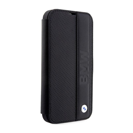 BMW Booktype Leather Textured & Stripe - Etui iPhone 14 Pro (czarny)