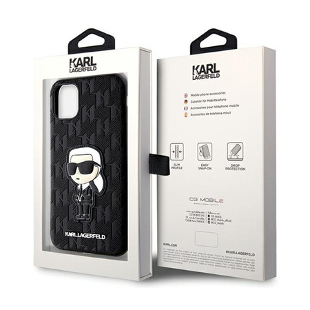 Karl Lagerfeld NFT Saffiano Monogram Ikonik - Etui iPhone 11 (Czarny)
