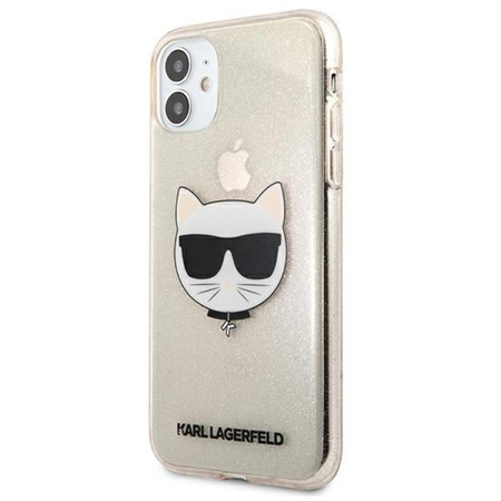 Karl Lagerfeld Choupette Head Glitter - Etui iPhone 11 (złoty)