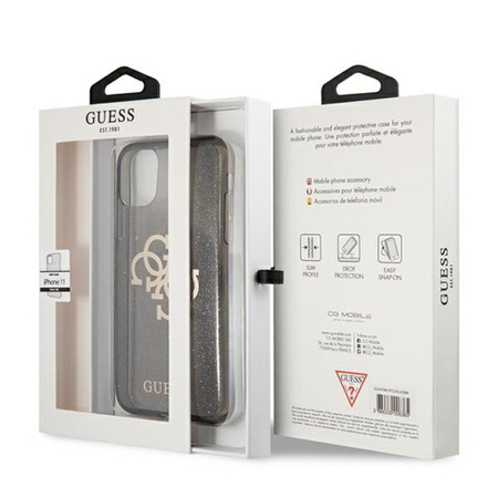 Guess Glitter 4G Big Logo - Etui iPhone 11 (czarny)
