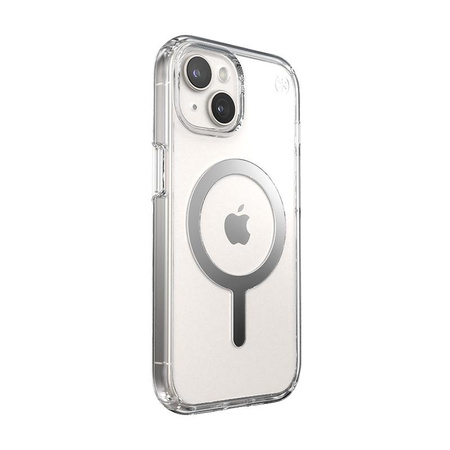 Speck Presidio Perfect-Clear MagSafe - Etui iPhone 16e / iPhone 15 / iPhone 14 / iPhone 13 (Clear / Chrome Finish / Serene Silver)