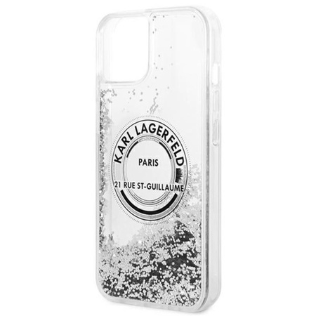 Karl Lagerfeld Liquid Glitter Round RSG Logo Case – Etui iPhone 14 (srebrny)
