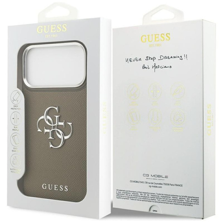Guess Grained Big 4G Classic Logo - Etui iPhone 17 Pro Max (brązowy)
