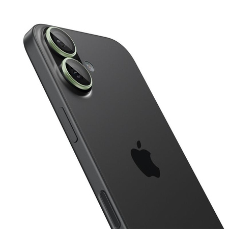 Spigen Optik Pro GLAS.TR EZ Fit Camera Protector 2-Pack - Szkło ochronne na obiektyw do iPhone 16 / 16 Plus / 17 (2 szt) (Green)