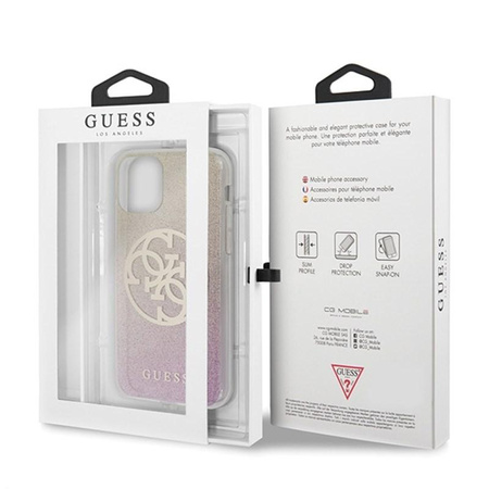 Guess Gradient Circle Glitter 4G - Etui iPhone 11 Pro Max (Gold/Pink)