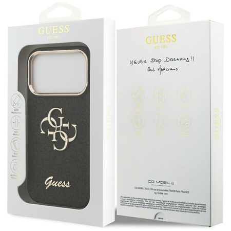 Guess Fixed Glitter Big 4G Metal Frame - Etui iPhone 17 Pro (czarny)