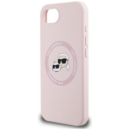Karl Lagerfeld Silicone Karl & Choupette Heads MagSafe - Etui do iPhone 16e (różowy)
