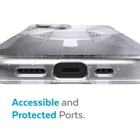 Speck Presidio Perfect-Clear with Glitter + Grips + MagSafe - Etui iPhone 13 z powłoką MICROBAN (Clear/Platinum Glitter)