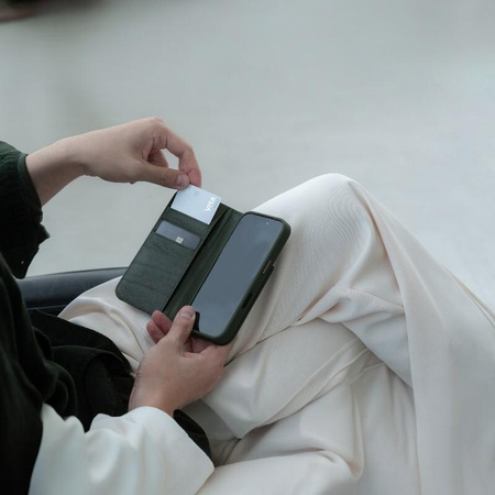 Moshi Overture MagSafe - Skórzane etui 3w1 z klapką iPhone 17 Pro (Moss Green)