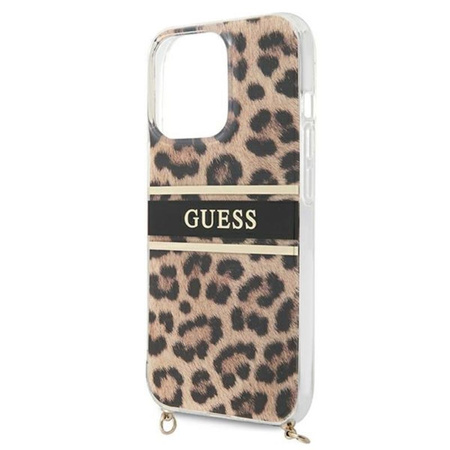 Guess Leopard Gold Stripe Crossbody - Etui iPhone 13 Pro Max