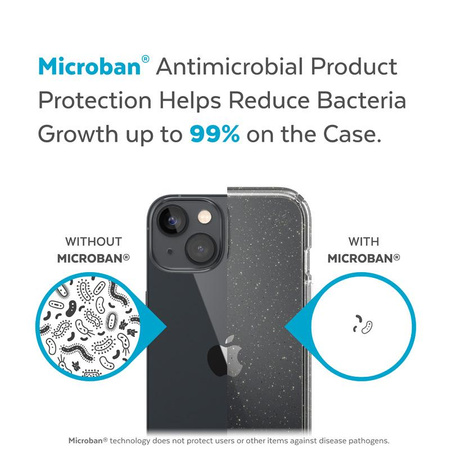 Speck Presidio Perfect-Clear with Glitter - Etui iPhone 14 Plus z powłoką MICROBAN (Clear / Gold Glitter)