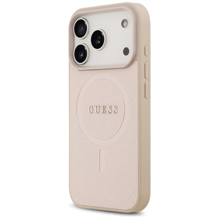 Guess Saffiano Classic Logo MagSafe - Etui iPhone 17 Pro (różowy)
