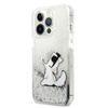 Karl Lagerfeld Liquid Glitter Choupette Fun - Etui iPhone 13 Pro (srebrny)