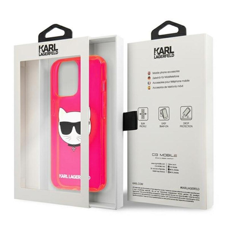 Karl Lagerfeld Choupette Head - Etui iPhone 13 Pro (fluo różowy)