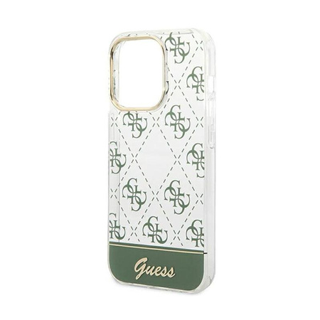Guess 4G Stripe Script Logo Electroplated Pattern – Etui iPhone 14 Pro (khaki)