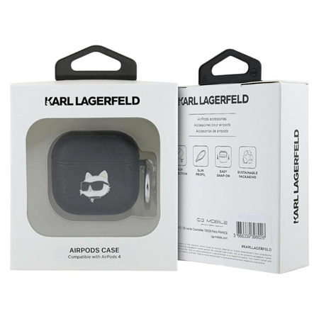 Karl Lagerfeld Monogram Choupette Head - Etui AirPods 4 (czarny)