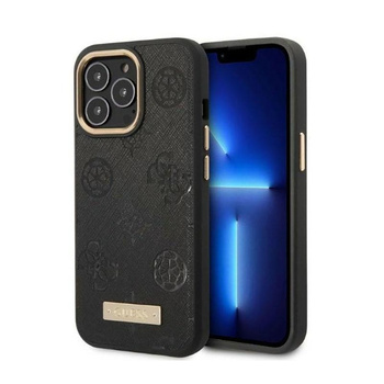 Guess Peony Logo Plate MagSafe - Etui iPhone 13 Pro Max (czarny)