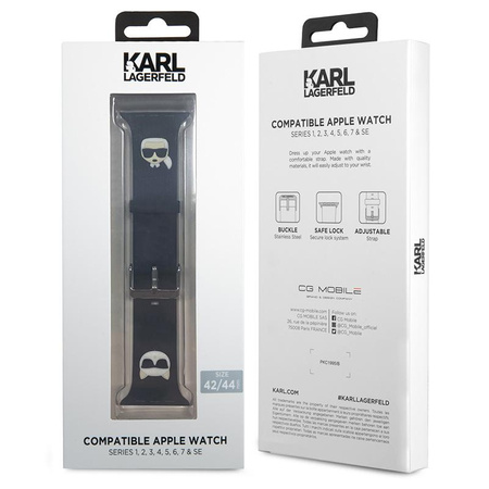 Karl Lagerfeld Silicone Karl & Choupette Heads – Pasek do Apple Watch 42/44/45 mm (czarny)