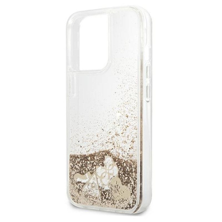 Guess Liquid Glitter Charms - Etui iPhone 13 Pro (złoty)