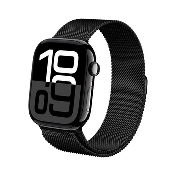 Crong Milano Steel - Pasek ze stali nierdzewnej do Apple Watch 38/40/41/42 mm (czarny)