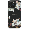 Guess Grained Printed Flower Pattern MagSafe - Etui do iPhone 16 Pro (czarny)