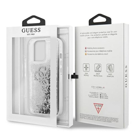 Guess Liquid Glitter 4G Big Logo - Etui iPhone 13 Pro Max (srebrny)