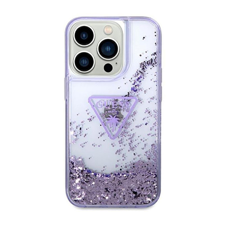 Guess Liquid Glitter Triangle Logo Case – Etui iPhone 14 Pro Max (fioletowy)