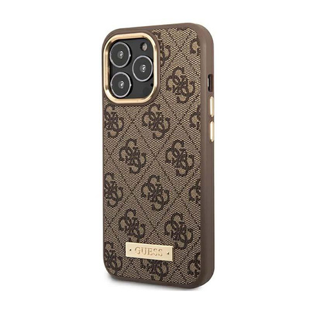 Guess 4G Logo Plate MagSafe - Etui iPhone 14 Pro Max (brązowy)