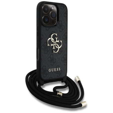 Guess 4G Big Logo Cord Strap Crossbody - Etui do iPhone 16 Pro (czarny)