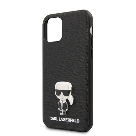 Karl Lagerfeld Saffiano with Pin Ikonik - Etui iPhone 12 mini (czarny)