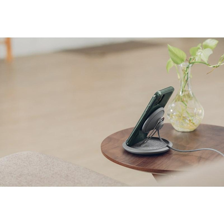 Moshi Lounge Q Wireless Charging Stand – Bezprzewodowa ładowarka indukcyjna Qi do iPhone i Android 15W (Nordic Gray)