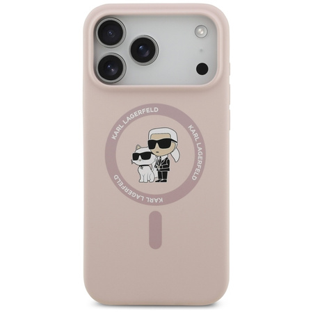 Karl Lagerfeld Silicone Karl & Choupette Ring MagSafe - Etui iPhone 17 Pro Max (różowy)