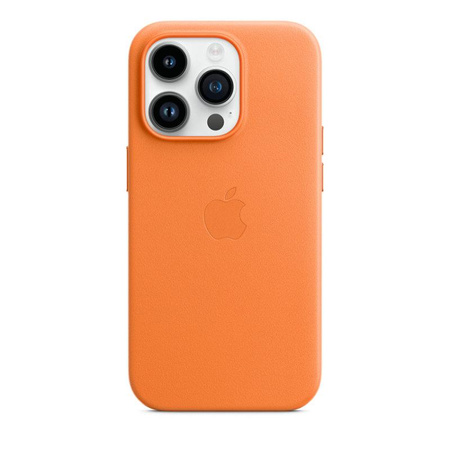 Apple Leather Case - Skórzane etui z MagSafe do iPhone 14 Pro (pomarańczowy)