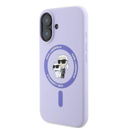 Karl Lagerfeld Silicone Karl & Choupette Ring MagSafe - Etui iPhone 16 Plus (fioletowy)