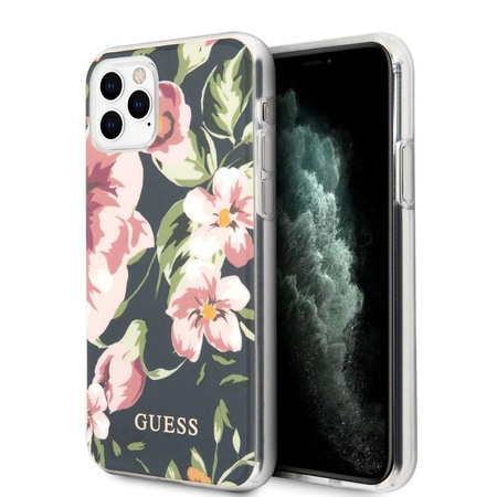 Guess Flower Shiny Collection N3 - Etui iPhone 11 Pro (Navy)