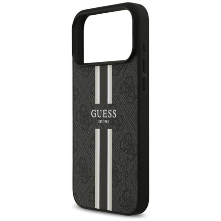 Guess 4G Printed Stripes MagSafe - Etui iPhone 17 Pro Max (czarny)