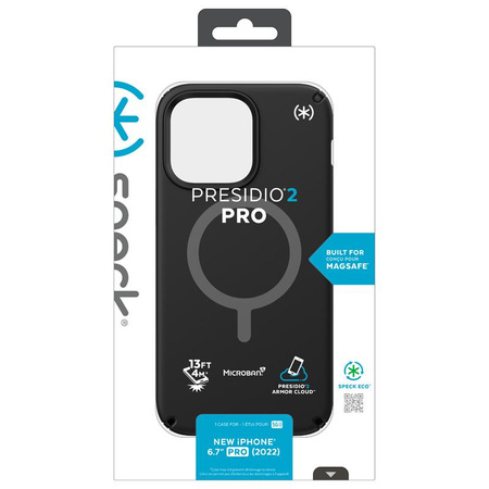 Speck Presidio2 Pro MagSafe - Antybakteryjne etui iPhone 14 Pro Max (Black / Black / White)