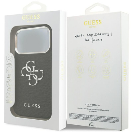 Guess Grained Big 4G Classic Logo - Etui iPhone 17 Pro (czarny)