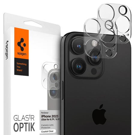 Spigen Optik.TR Camera Protector - Szkło ochronne na obiektyw do iPhone 15 Pro / 15 Pro Max / iPhone 14 Pro / 14 Pro Max (2 szt) (Przezroczysty)