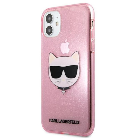 Karl Lagerfeld Choupette Head Glitter - Etui iPhone 11 (różowy)