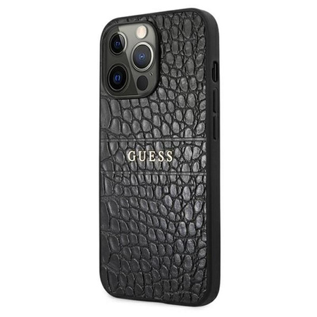 Guess Croco Stamp Lines - Etui iPhone 13 Pro Max (czarny)