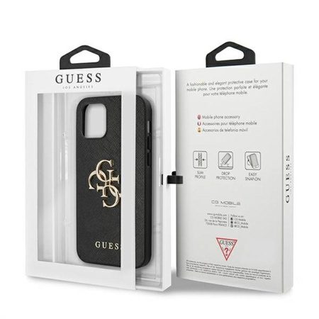 Guess Saffiano 4G Big Metal Logo - Etui iPhone 12 / iPhone 12 Pro (czarny)