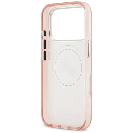 Karl Lagerfeld IML Glitter Karl & Choupette Heads Logo MagSafe - Etui iPhone 17 Pro (różowy)