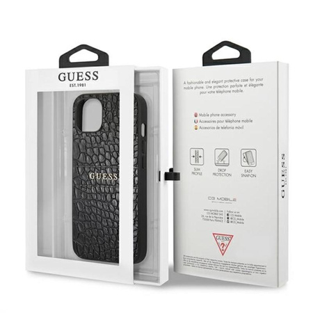 Guess Croco Stamp Lines - Etui iPhone 13 (czarny)