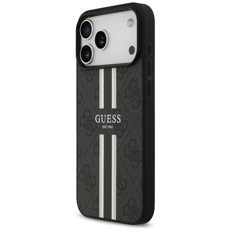 Guess 4G Printed Stripes MagSafe - Etui iPhone 17 Pro Max (czarny)