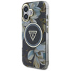 Guess Glitter Flowers Triangle Buttons MagSafe - Etui do iPhone 16 (czarny)