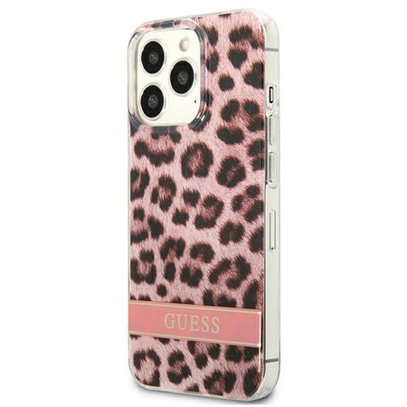 Guess Leopard Electro Stripe - Etui iPhone 13 Pro (Pink)