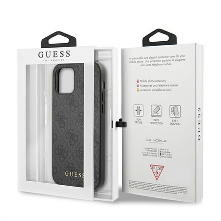 Guess 4G Metal Gold Logo – Etui iPhone 12 / iPhone 12 Pro (szary)